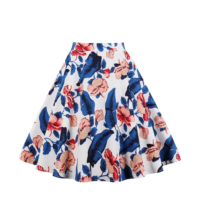 A line skirt with rose flower animal print Blue - Shop at LoveMi