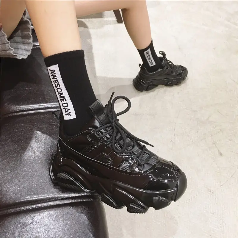 Patent leather and velvet sneakers
