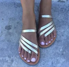 Flat toe flat sandals - Silver - View 1
