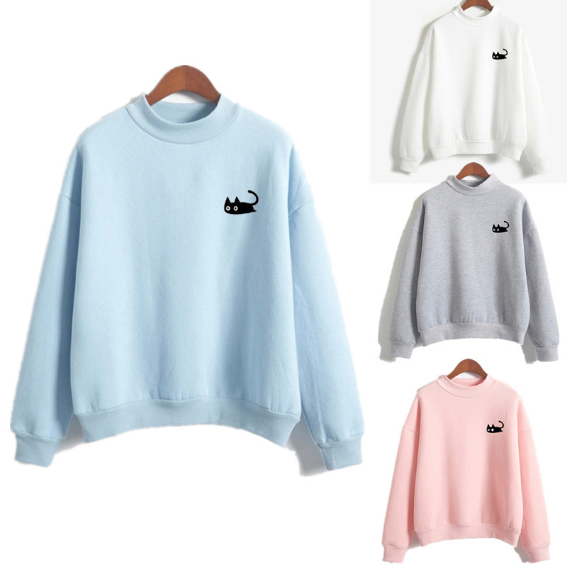 Cat crew neck women's sweater