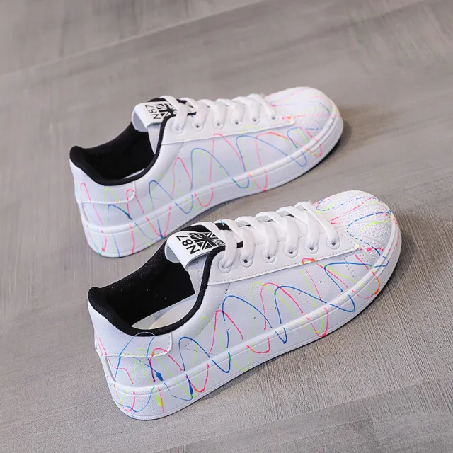 Starry luminous little white shoes women Black - Shop at LoveMi