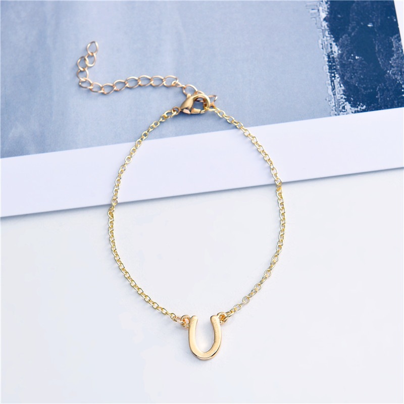 European and American horseshoe U-shaped pendant English alphabet Bracelet