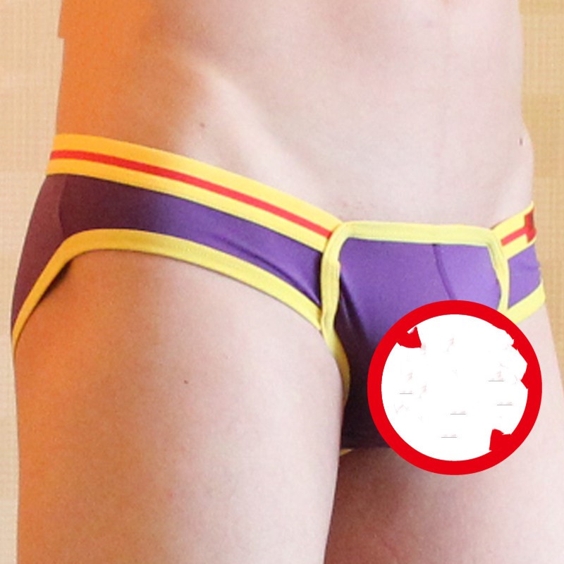 Men's underwear ice silk low waist thin summer in Purple