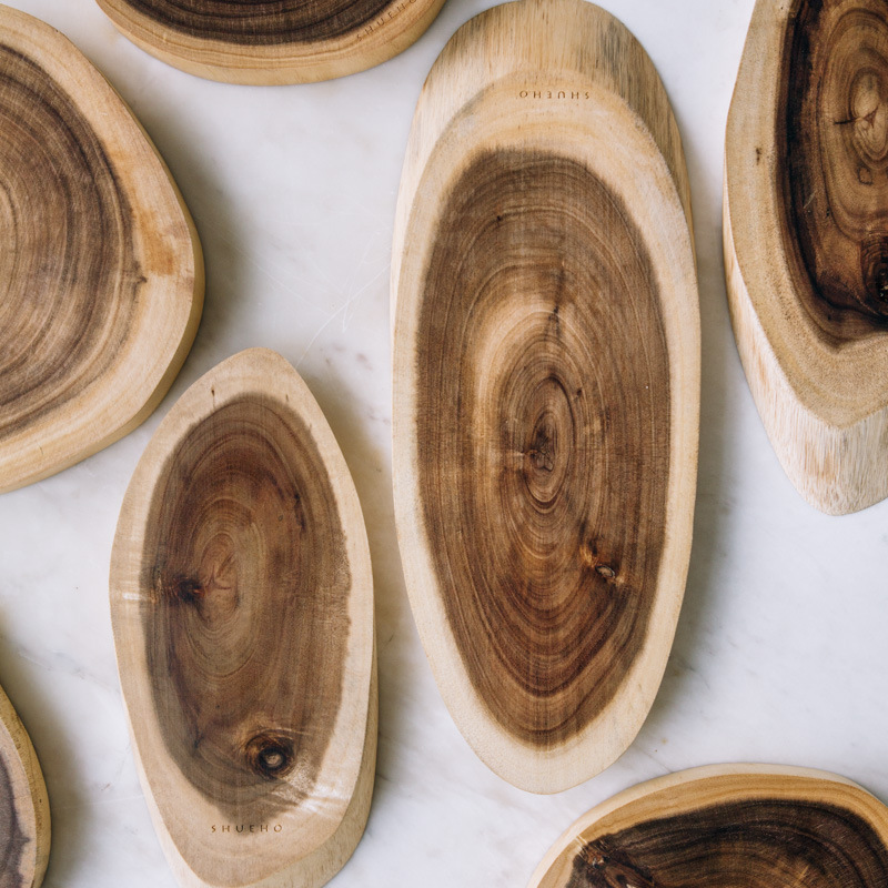 Acacia wood chopping board whole wood (Round the trumpet)