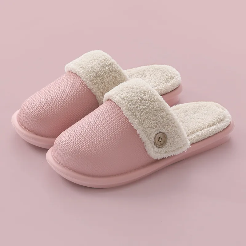Home non-slip thick warm and comfortable EVA waterproof cotton slippers for men - Pink