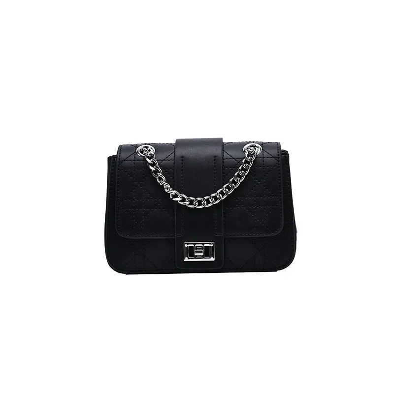 Fashion Small Fragrance Wild Ins Messenger Bag Net Red Chain Shoulder Bag - Black