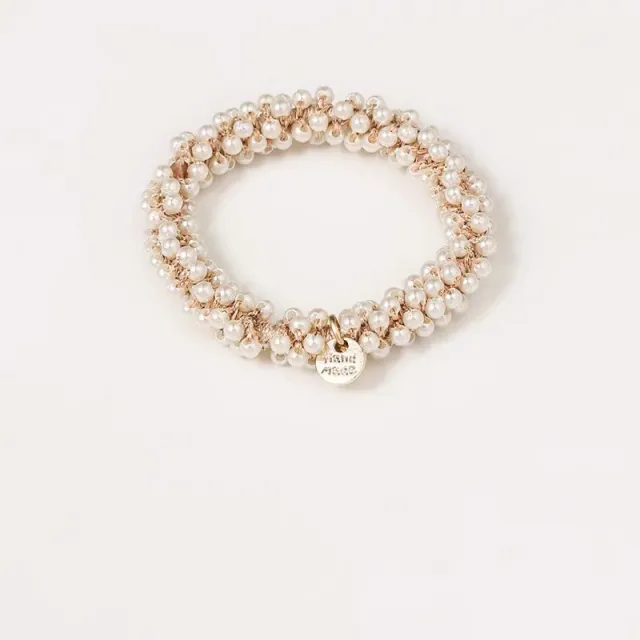 Ladies crystal imitation pearl hair rope Pearl - Shop at LoveMi