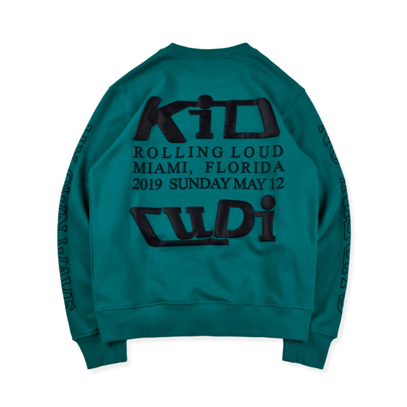 Retro large print cotton crew neck sweater