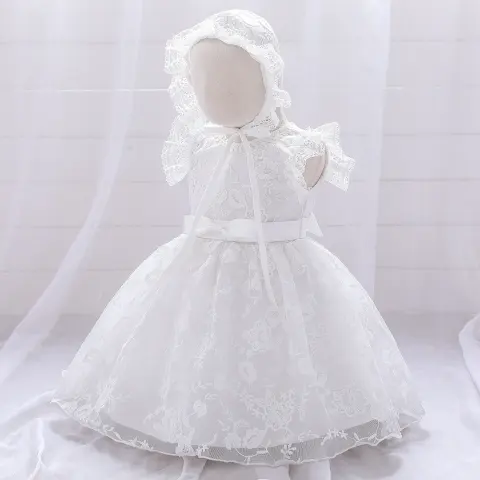 Children's White Wedding Princess Dress Pattern Lace