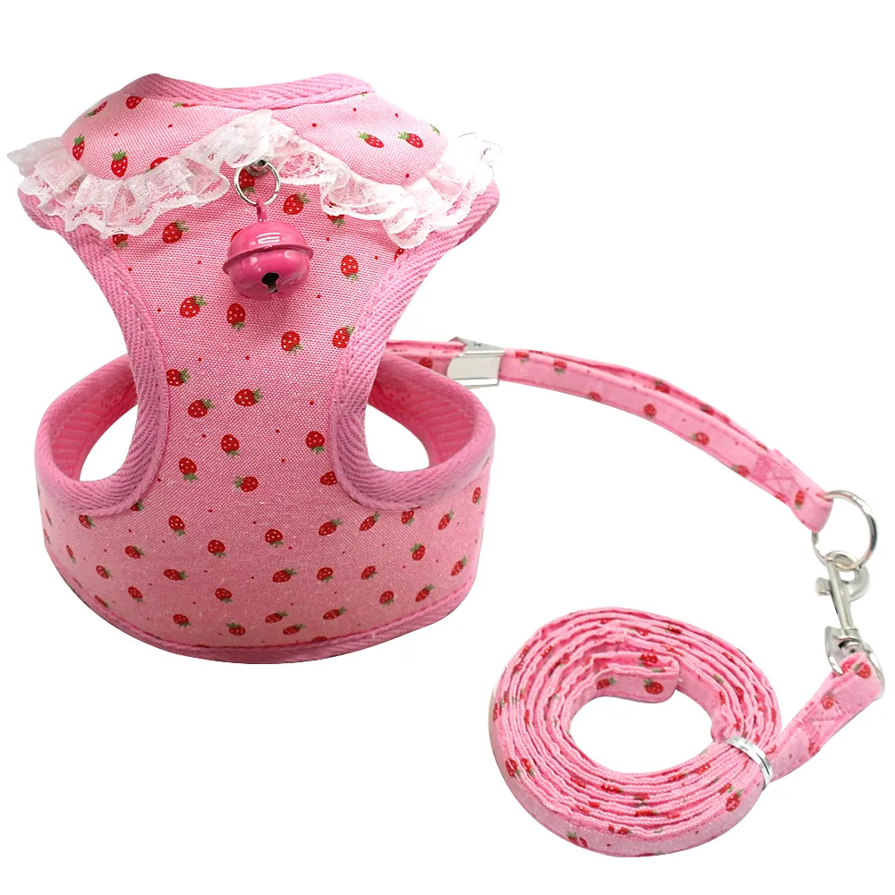 Chest Harness Pink Bell Dog Leash Small Dog Dog