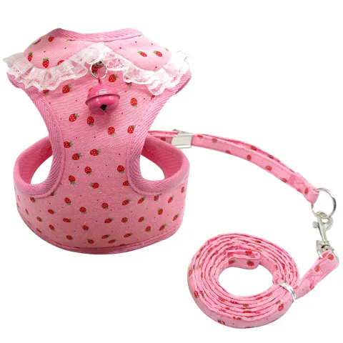 Chest Harness Pink Bell Dog Leash Small Dog Dog