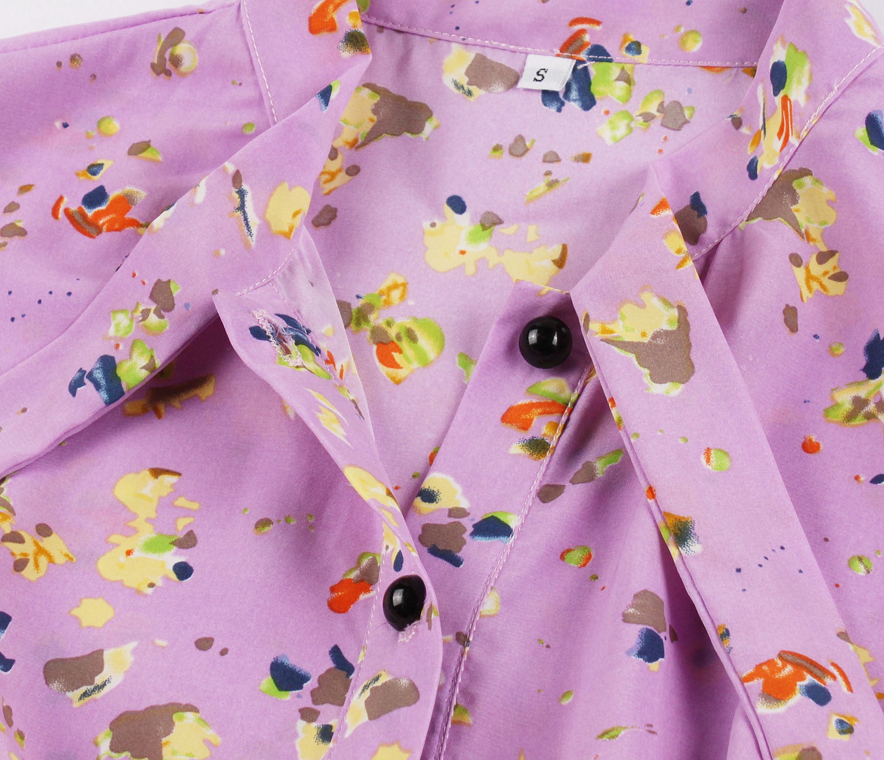 Gentle wind stand-up collar floral ruffled mid-length skirt