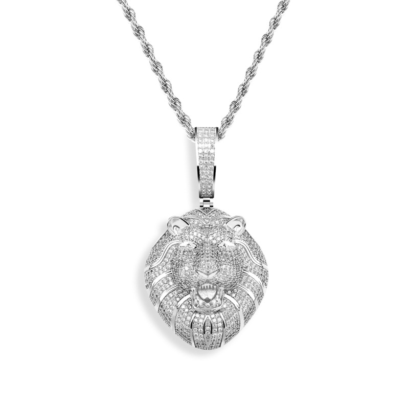Lion head full zircon hip hop pendant