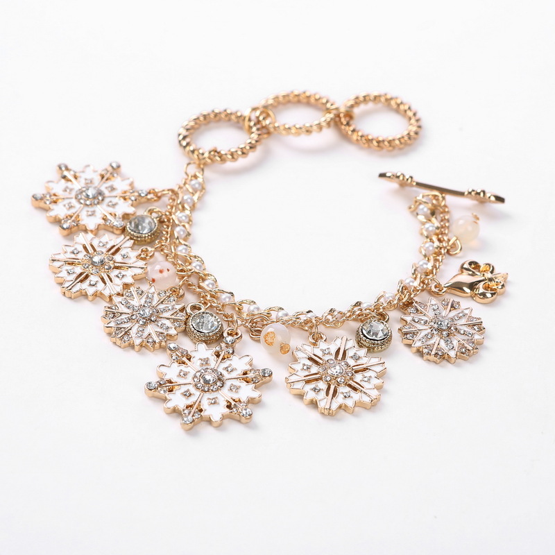 Snowflake Dripping Glaze Multi Pendant Christmas Bracelet