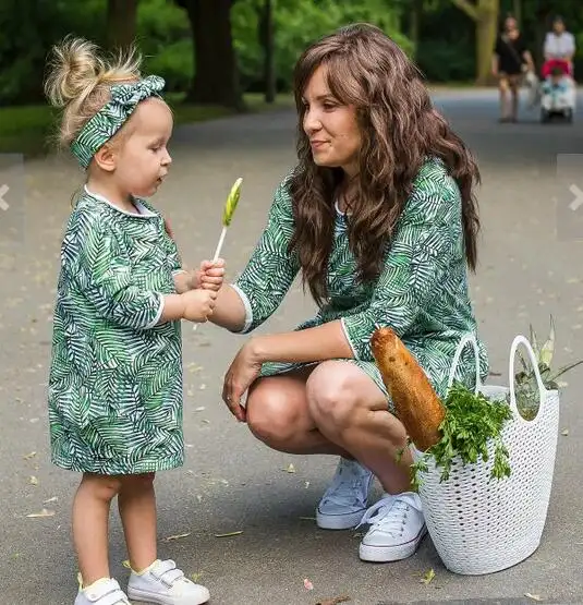 Parent-child skirt printed knee-length