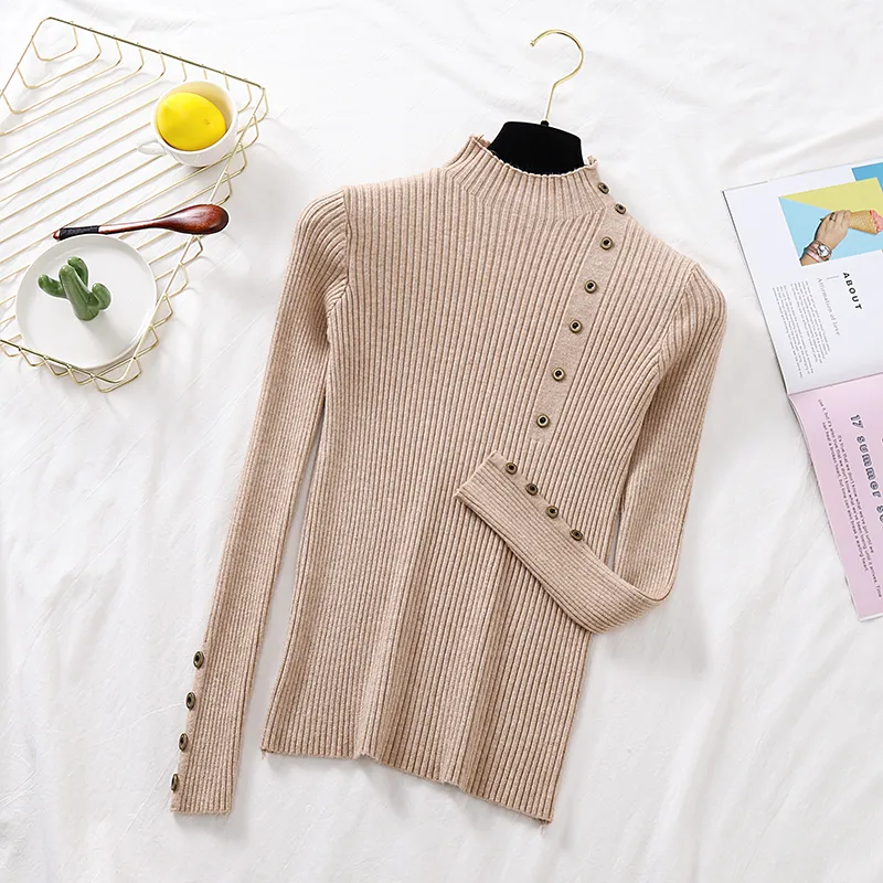 Half turtleneck sweater women's outer wear new autumn and winter - Khaki