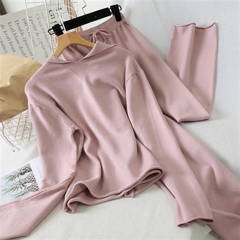 Fashion knitted suit wide-leg pants new two-piece suit