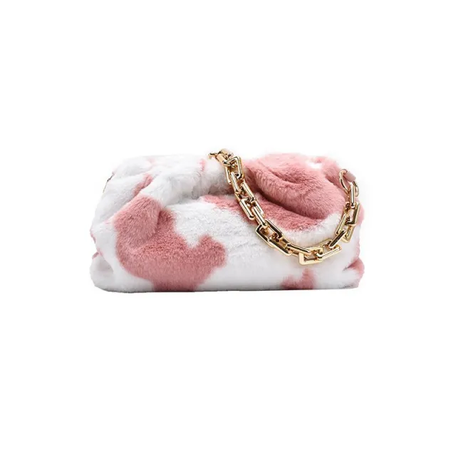 Fashion one shoulder chain Plush underarm bag Pink - Shop at LoveMi