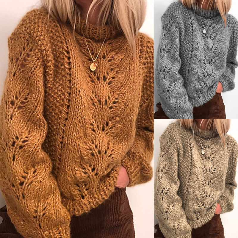 Knitted jacquard hollow sweater