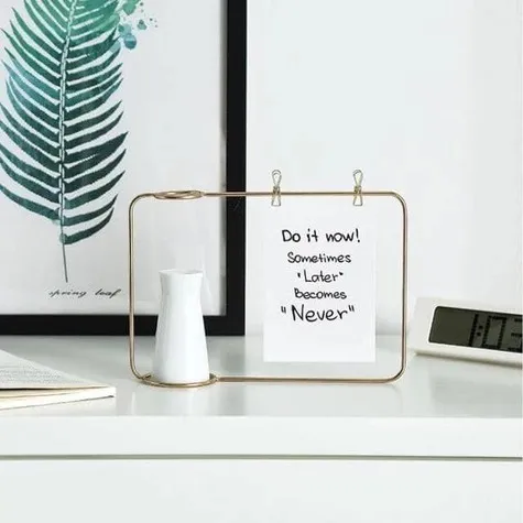 New Creative Iron Photo Frame Stand Postcard Clip Holder Home Decor Fashion Design Family Photo Frame - Gold