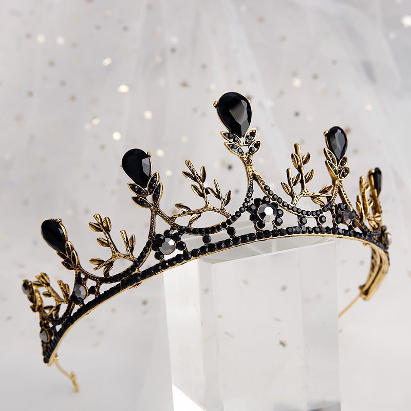 Black luxury crown bridal headdress wedding dress Style D - Shop at LoveMi
