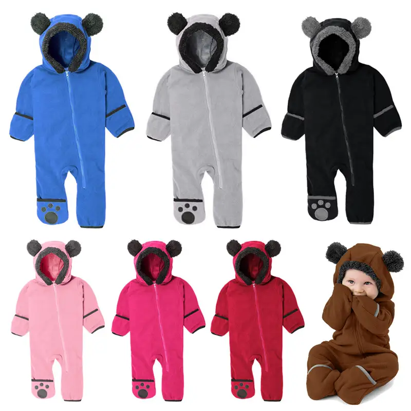 Long sleeve hooded foot binding Jumpsuit