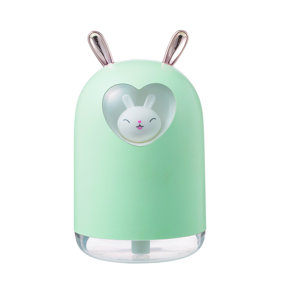 Lovely Rabbit Air Humidifier 300ML Cute Pet Ultrasonic Cool Mist Aroma Oil Diffuser Romantic Color LED Lamp USB Humidificador Green - Shop at LoveMi