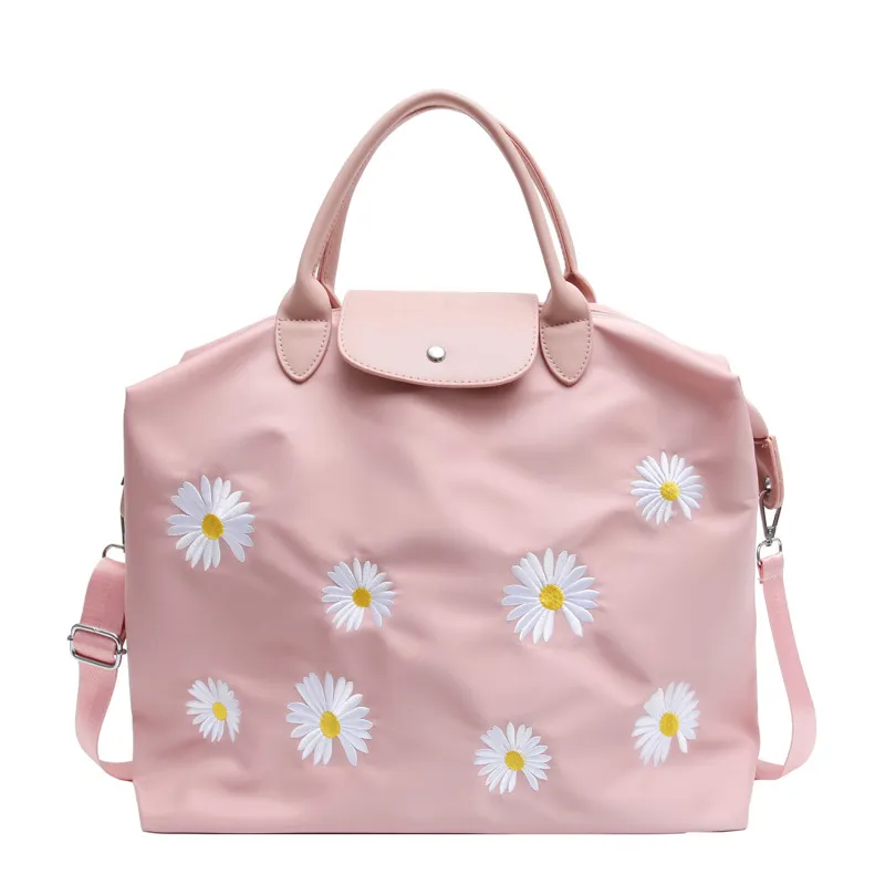 Embroidered small daisy portable large capacity bag - Red