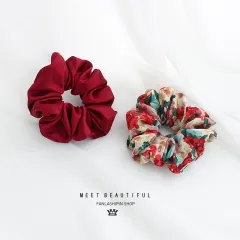 Fan La ins retro oil painting style large intestine hair ring of dressing hair rubber band large intestine ring forest head flower jewelry - Wine Red - View 1