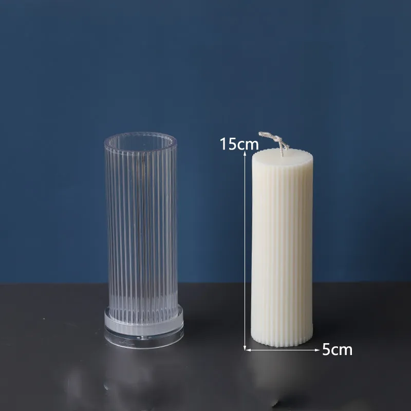 Vertical stripes cylindrical candle acrylic mold - 7Style