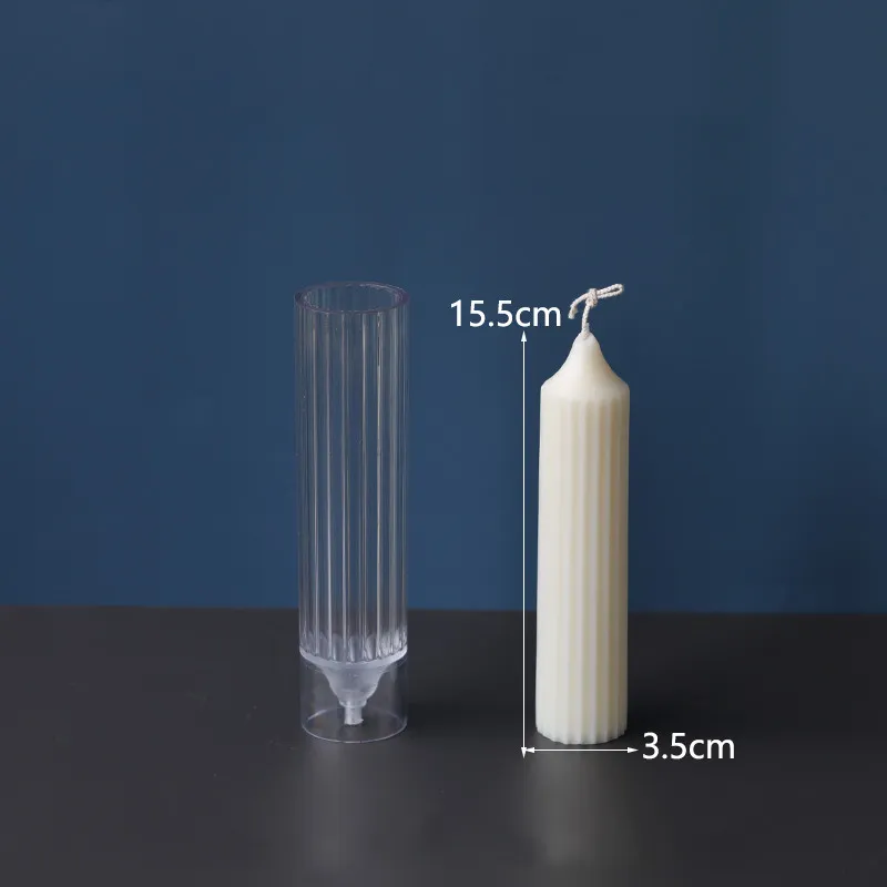 Vertical stripes cylindrical candle acrylic mold - 9Style