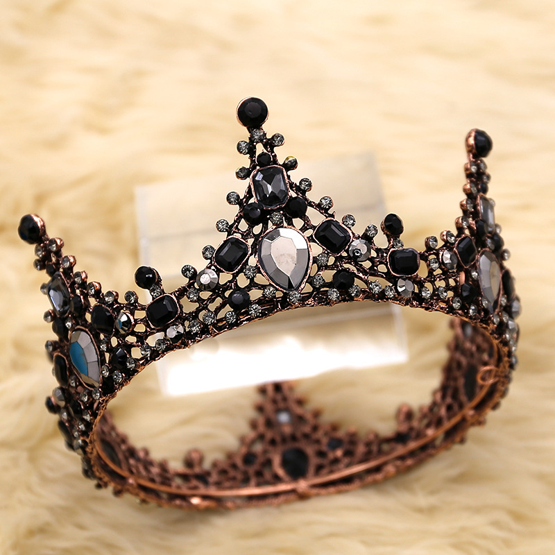 Retro round ornament and integral crown headdress Black - Shop at LoveMi