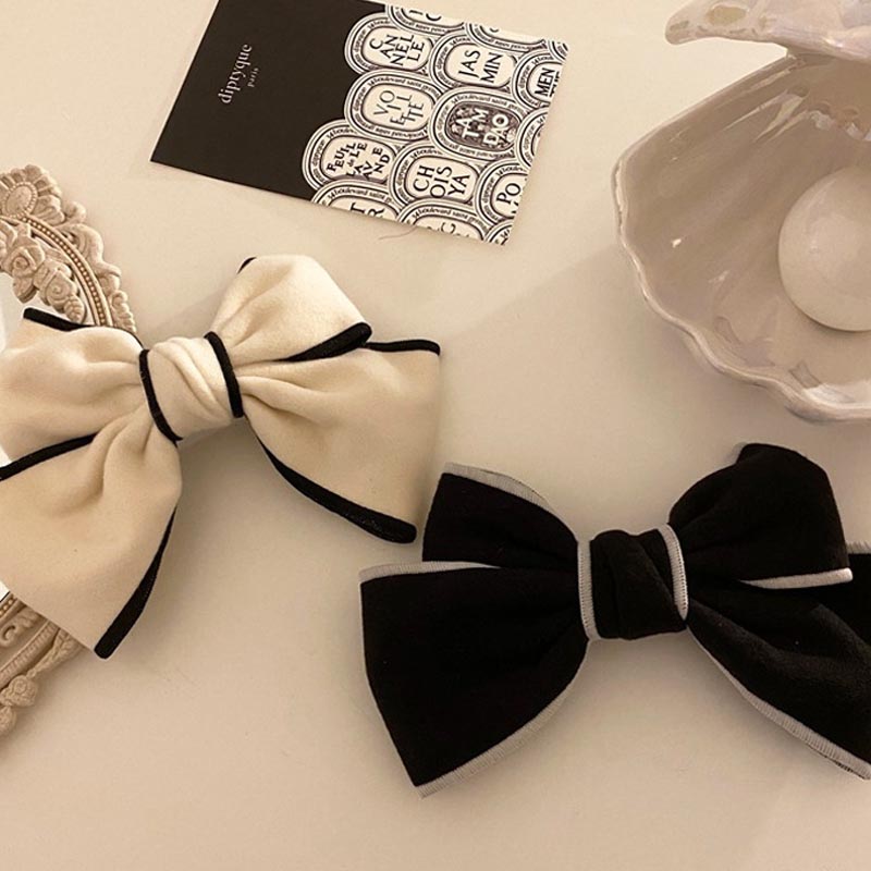 Little fragrance black and white bow hairpin