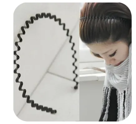 Korean Hair Accessories Unisex Wavy Headband Iron Tide Black