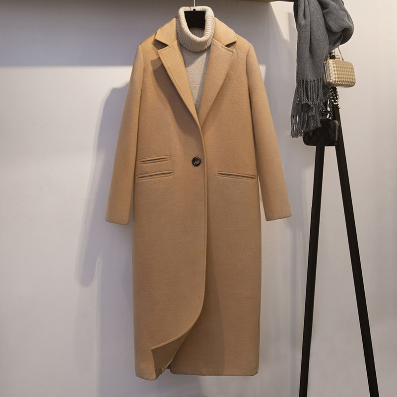 Simple loose woolen coat
