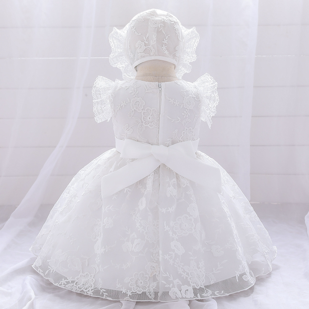 Children's white wedding princess dress pattern lace