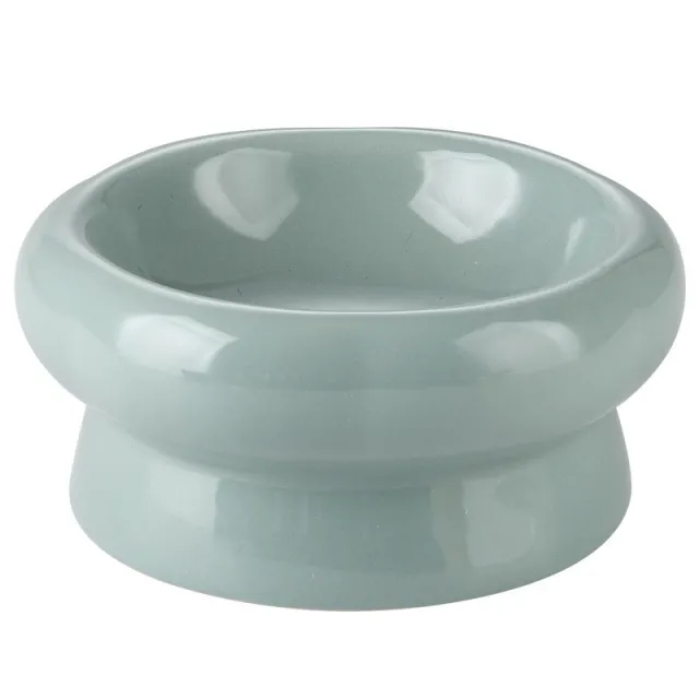 Ceramic cat bowl protects cervical spine high feet Light Green - Shop at LoveMi