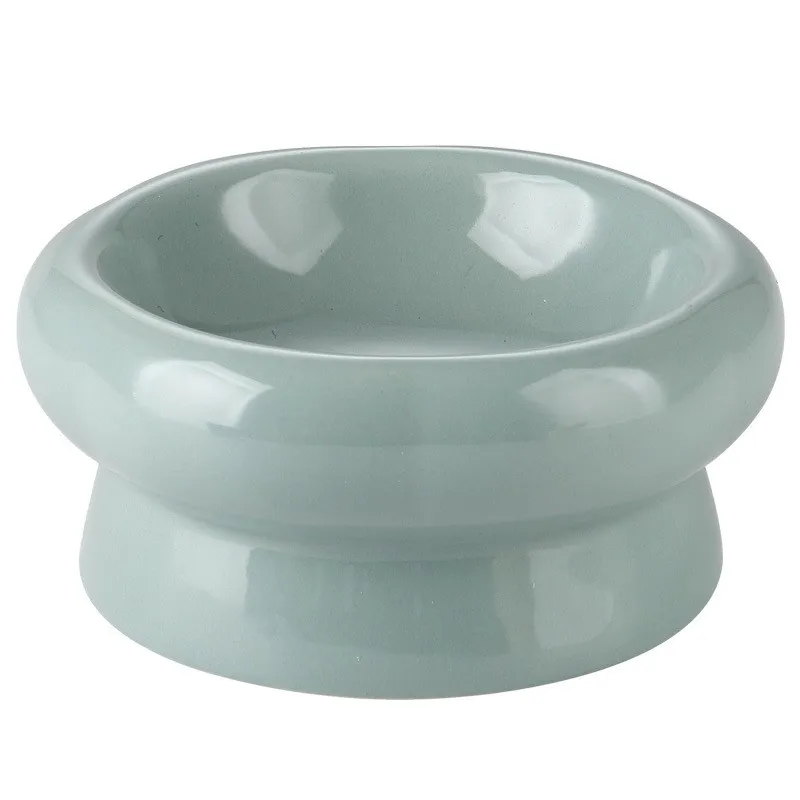 Ceramic cat bowl protects cervical spine high feet - Light Green