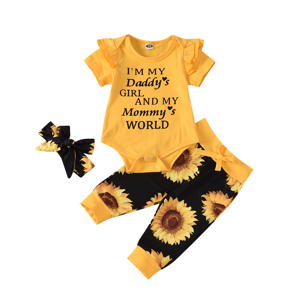 Sunflower pants + three piece Scarf Set