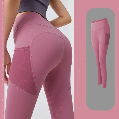 High waist and hip Side Pocket Yoga Pants Pink - Shop at LoveMi