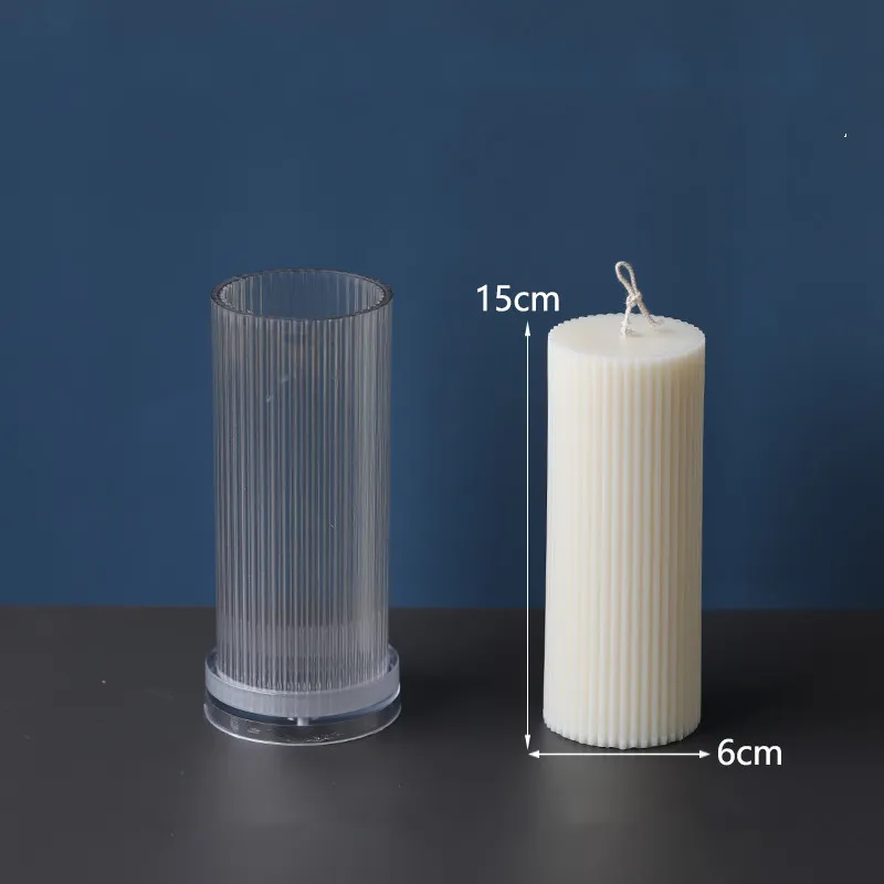 Vertical stripes cylindrical candle acrylic mold - 4Style