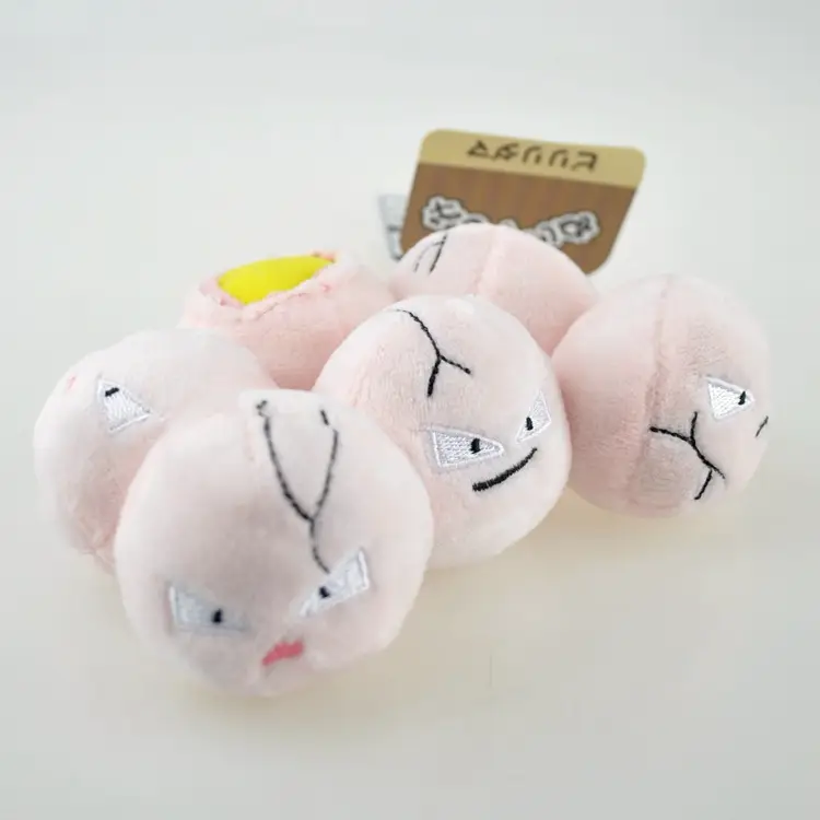 Six plush dolls with conjoined eggs