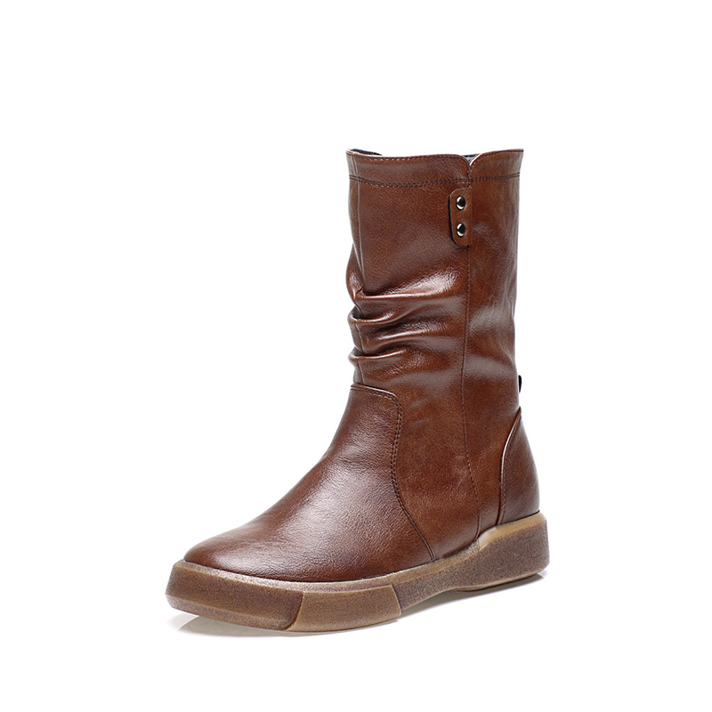 New retro British style all match platform boots Brown - Shop at LoveMi