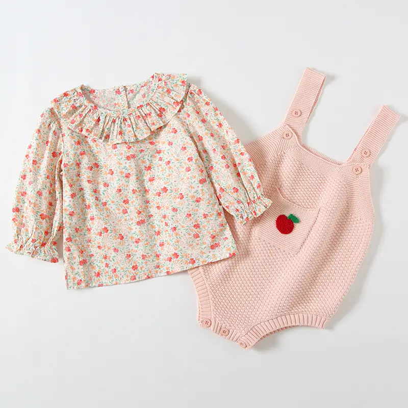 Two-piece woolen jumpsuit baby shirt