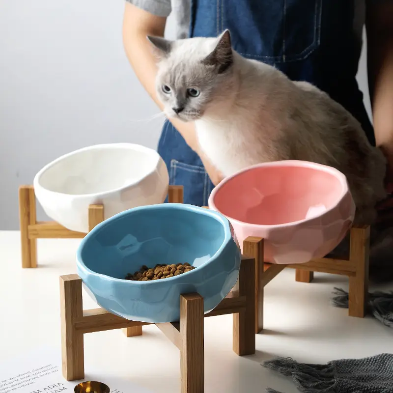 Pet bowl oblique mouth cat food dog method bucket
