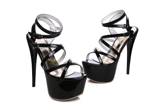 Round head cross straps with straps high heel stiletto lace-up sandals