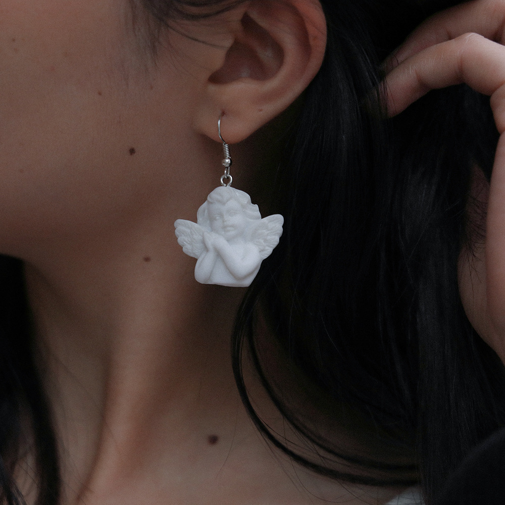 Vintage Cupid Embossed Portrait Personality Earrings