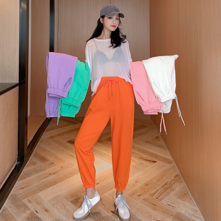 Candy-colored waist thin women's pants