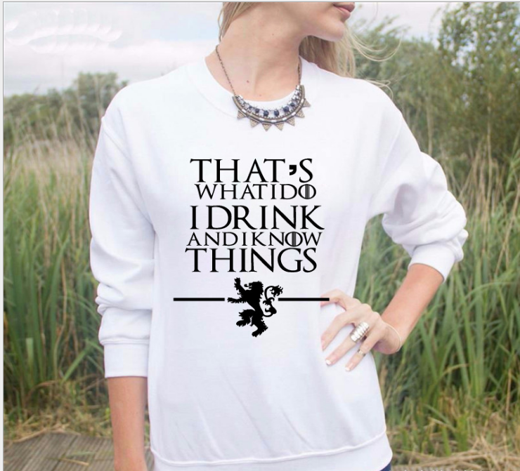 Cotton terry THAT'S WHAT I DO I DRINK letter printing