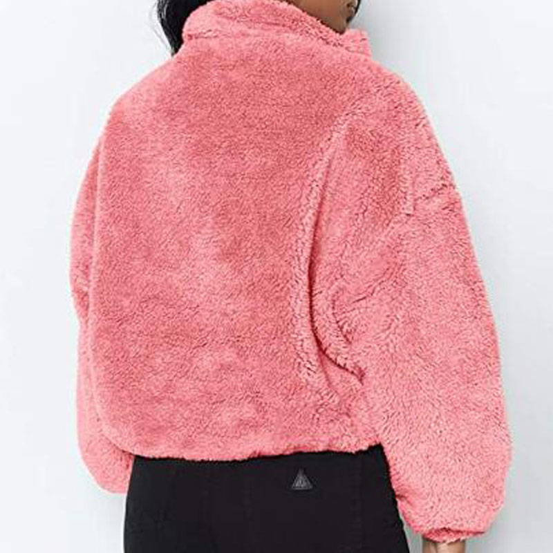 Women's warm coat faux fur jacket winter strong zipper loose long sleeves